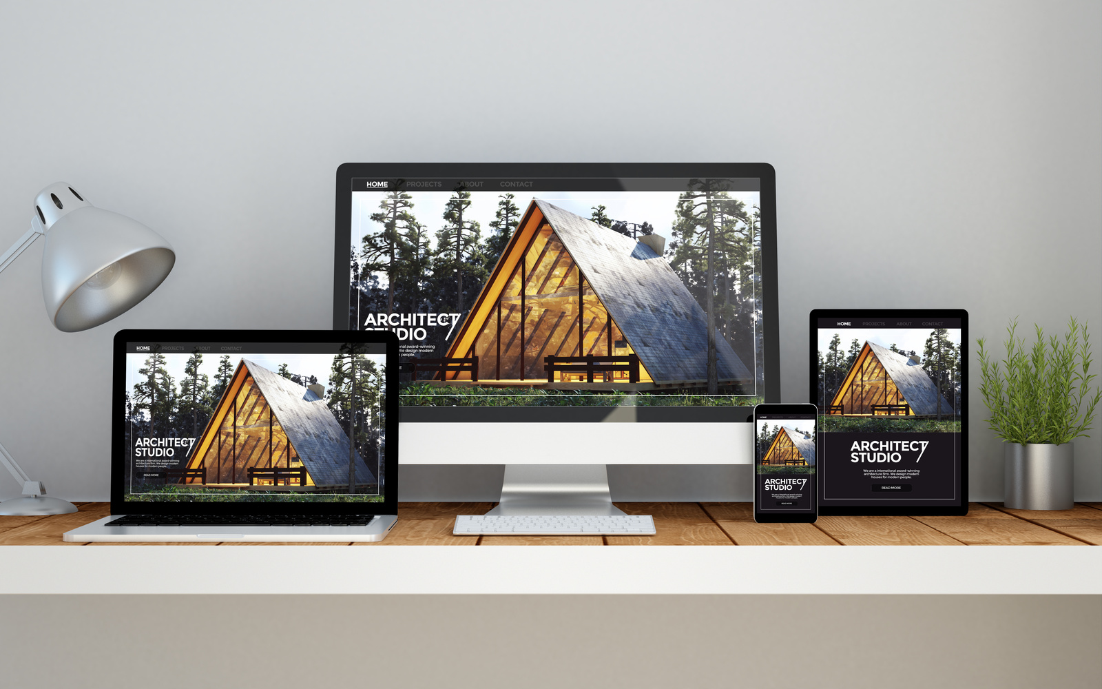 workplace with real estate online responsive website on devices